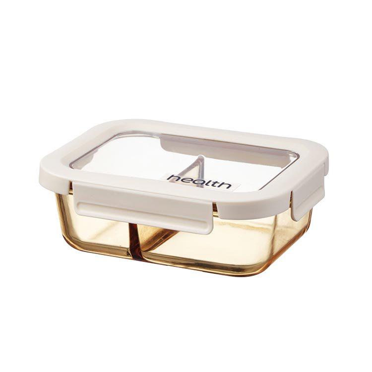 耐熱玻璃微波保鮮盒 玻璃兩分隔長方形保鮮盒1030ml 保鮮盒 密封保鮮盒 便當盒 玻璃便當盒 分隔便當盒 可微波-細節圖2