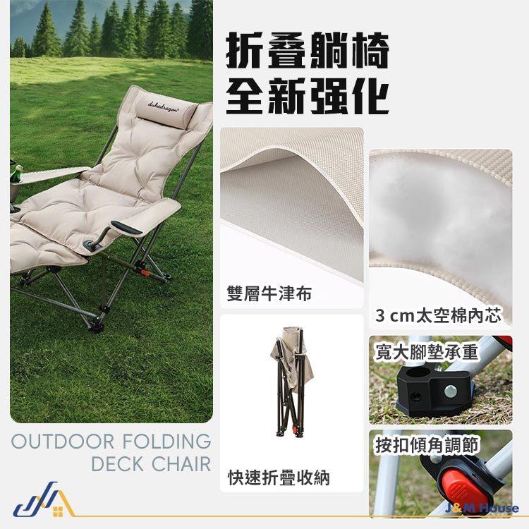 戶外折疊椅 躺椅 可調式折疊 露營椅 月亮椅 夾棉扶手躺椅 午休椅 野餐椅 坐躺兩用-細節圖2