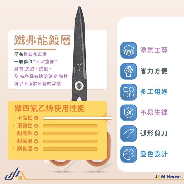 fizz2合一鐵弗龍鍍層多功能剪刀 事務剪刀 美工刀 防黏膠 兩用剪刀+美工刀-細節圖3
