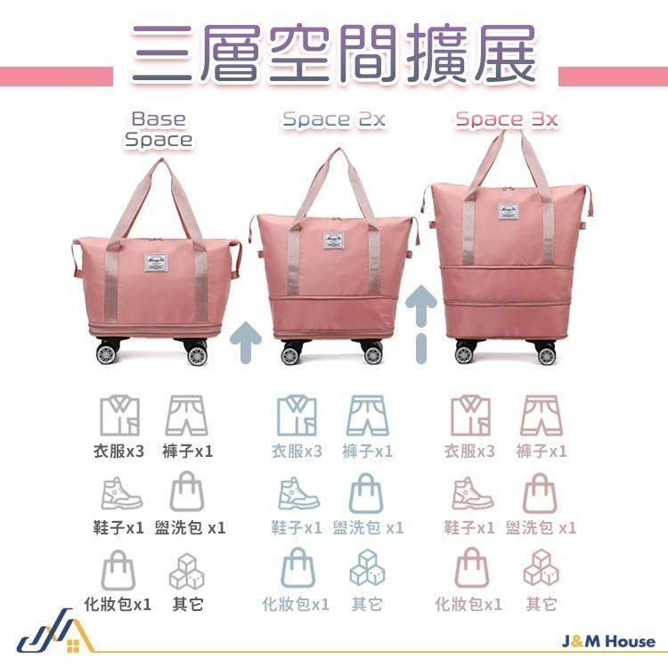 摺疊擴充旅行包 帶滾輪旅行包 折疊旅行包 可折疊大容量行李袋 可攜式牛津布孕婦旅行包 旅行袋-細節圖5