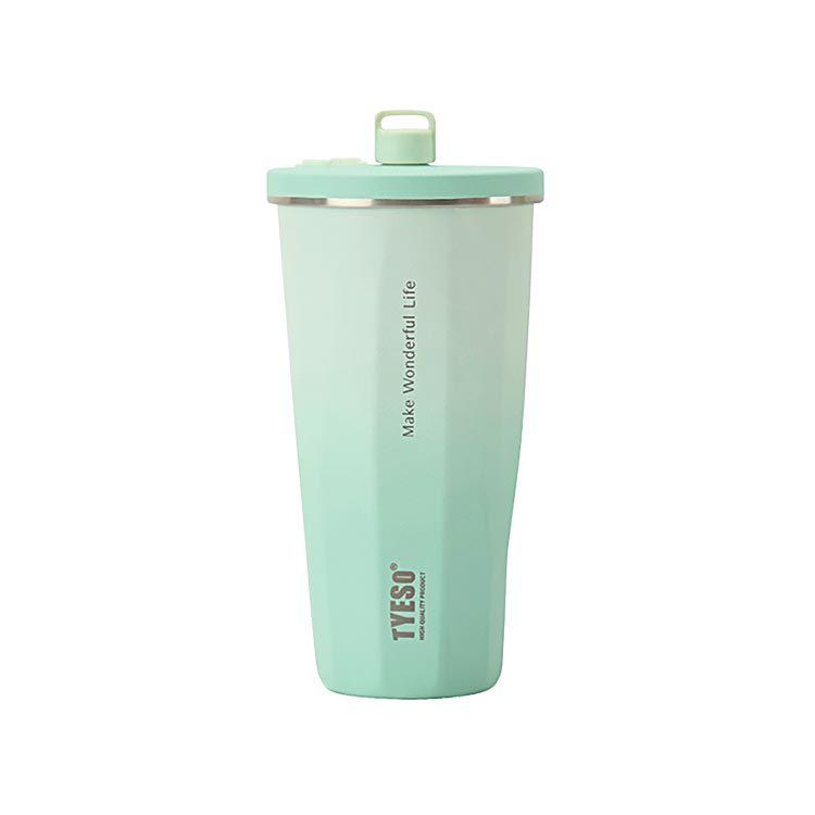 TYESO咖啡杯 吸管杯 304不銹鋼保溫杯 600ml 470ml 環保杯 不鏽鋼杯 保冰杯 保溫杯 冰壩杯 保冷-細節圖2
