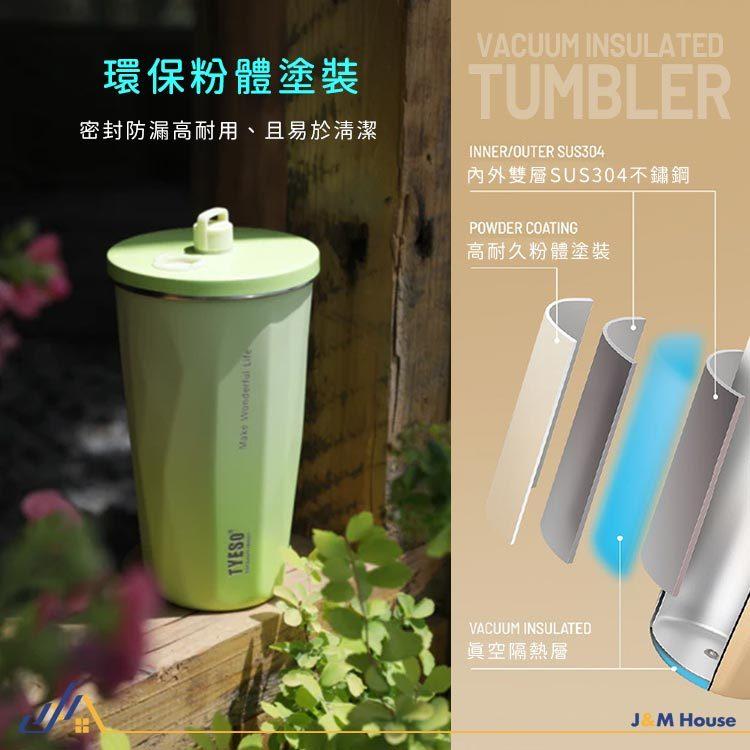 TYESO咖啡杯 吸管杯 304不銹鋼保溫杯 600ml 470ml 環保杯 不鏽鋼杯 保冰杯 保溫杯 冰壩杯 保冷-細節圖7