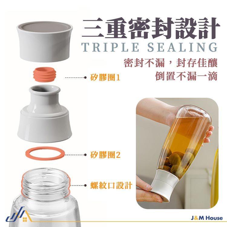 玻璃密封罐 玻璃水瓶 冷萃壺 冷水壺 冷泡咖啡壺 冷泡茶壺 泡酒罐 大容量1000ml-細節圖3