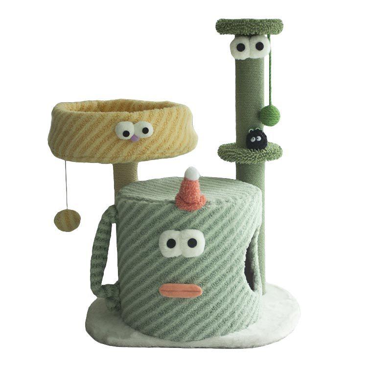 小怪獸貓跳台 貓磨爪 貓爬架 劍麻柱 貓咪別墅 貓窩  跳台 小綠款-細節圖8