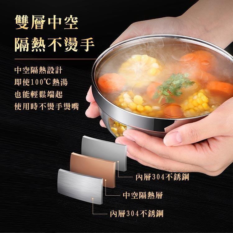 【台灣出貨】星閃304不銹鋼雙層隔熱防燙碗 加高加厚16CM 泡麵碗 湯碗-細節圖7