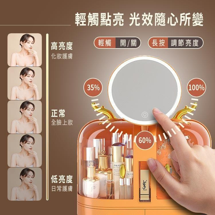 【台灣出貨】晨鹿LED燈多功能化妝盒 化妝品收納箱 保養品收納 化妝品收納盒 抽屜收納盒 化妝品 化妝盒 化妝箱 收納-細節圖4