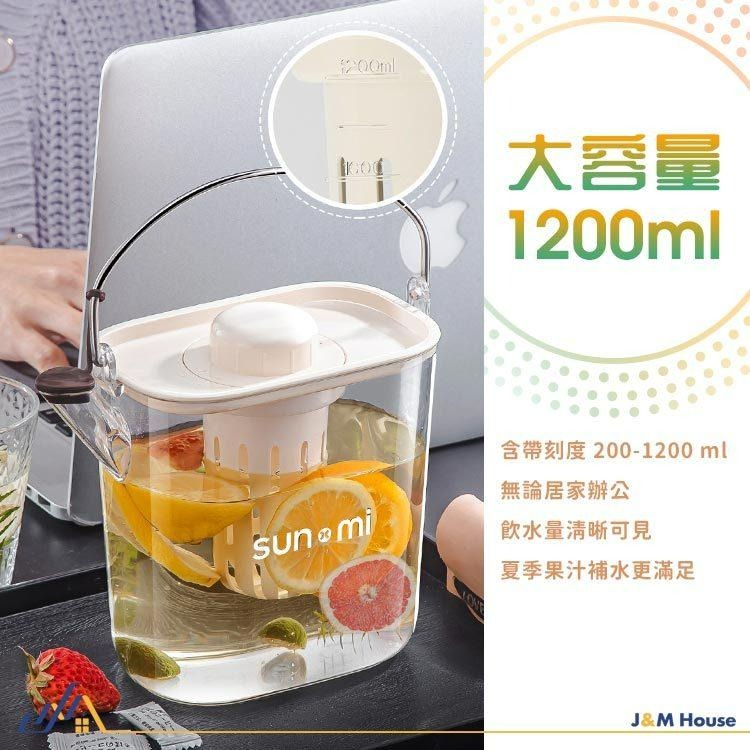 1200ml冷水壺 冰水壺 冷萃咖啡壺 手提冷水壺 果茶壺 冰箱水壺 帶蓋水壺-細節圖3