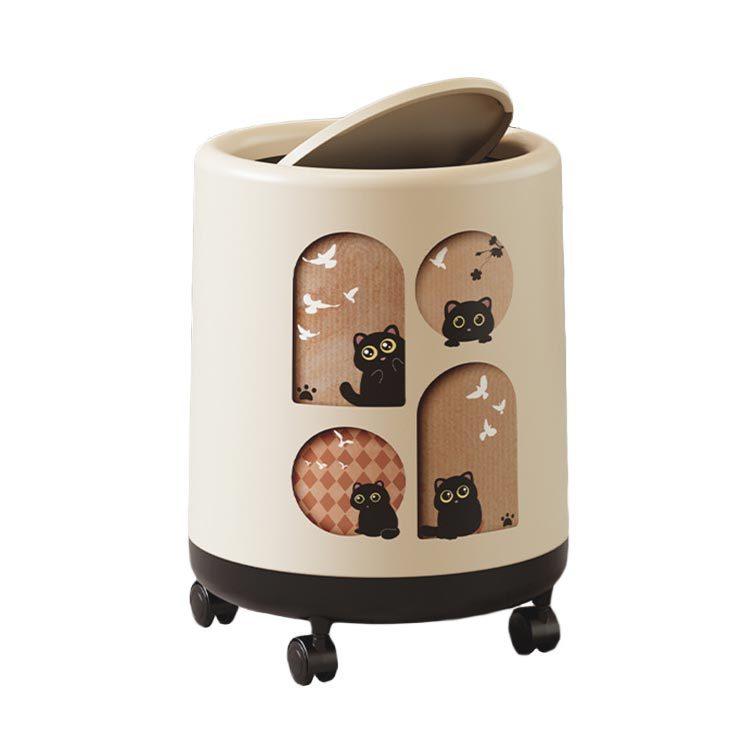 可移動式垃圾桶 搖蓋垃圾筒 大容量垃圾桶 日式圓形垃圾桶 防水垃圾筒 垃圾桶 廚房垃圾桶-細節圖2