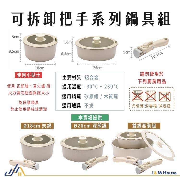 可拆卸手把煎炒鍋 麥飯石不沾鍋 平底鍋 廚具 露營鍋具 深煎鍋26cm附蓋-細節圖9