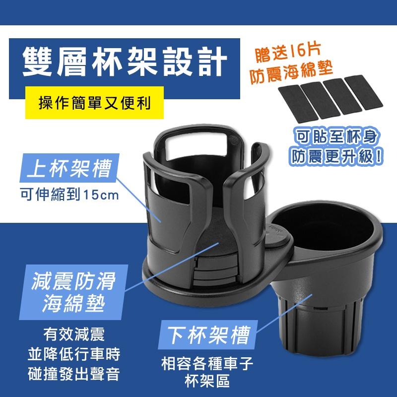 【台灣現貨 免運費！一架兩用】置杯架 車用置杯架 車用飲料杯架 汽車飲料架 車用杯架置物 車用水杯架 旋轉杯架-細節圖5