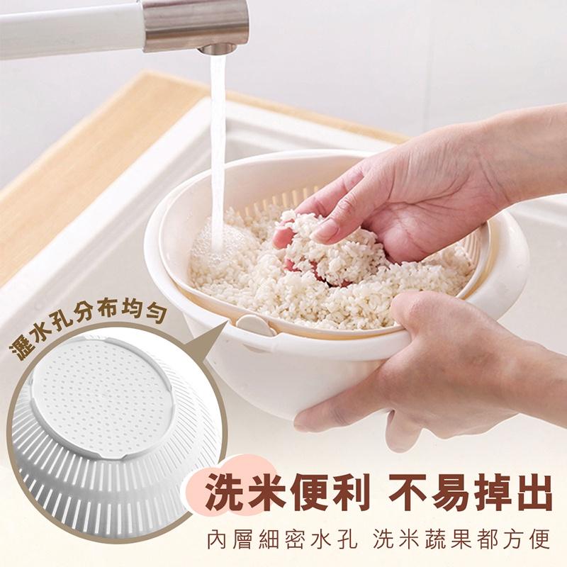 【台灣現貨 免運費！旋轉瀝水盆】洗菜藍 洗水果籃 淘米器 雙層可拆式洗菜籃 蔬果盆 洗米盆 滴水盆 廚房用品-細節圖3