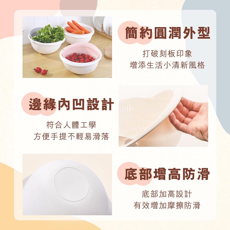 【台灣現貨 免運費！旋轉瀝水盆】洗菜藍 洗水果籃 淘米器 雙層可拆式洗菜籃 蔬果盆 洗米盆 滴水盆 廚房用品-細節圖5