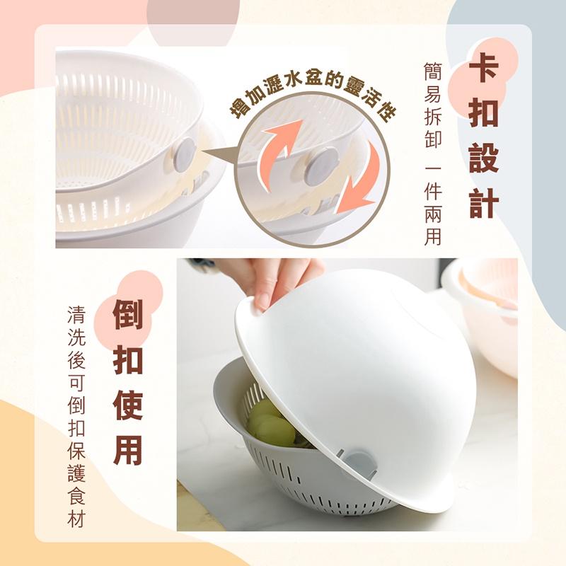 【台灣現貨 免運費！旋轉瀝水盆】洗菜藍 洗水果籃 淘米器 雙層可拆式洗菜籃 蔬果盆 洗米盆 滴水盆 廚房用品-細節圖7
