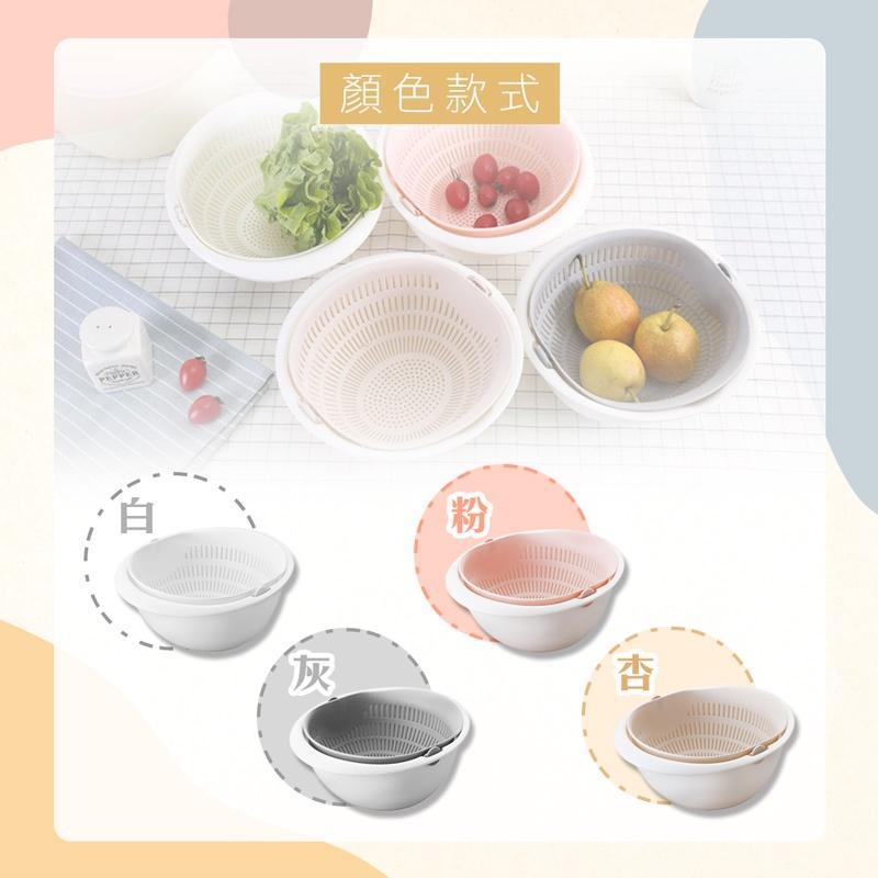 【台灣現貨 免運費！旋轉瀝水盆】洗菜藍 洗水果籃 淘米器 雙層可拆式洗菜籃 蔬果盆 洗米盆 滴水盆 廚房用品-細節圖8