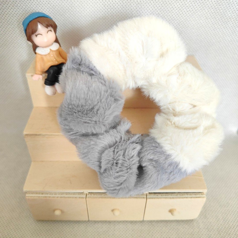 毛絨絨兩色大腸圈 髮圈 髮束-規格圖4