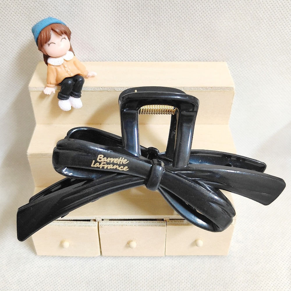 三個顏色 簡約字母蝴蝶結 鯊魚夾 髮夾-規格圖3