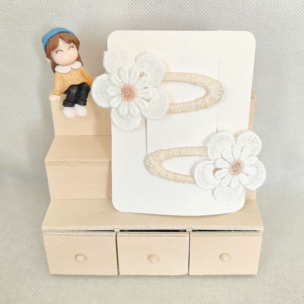 1對販售 編織蕾絲花朵 BB夾 瀏海夾 小朋友髮夾-規格圖3