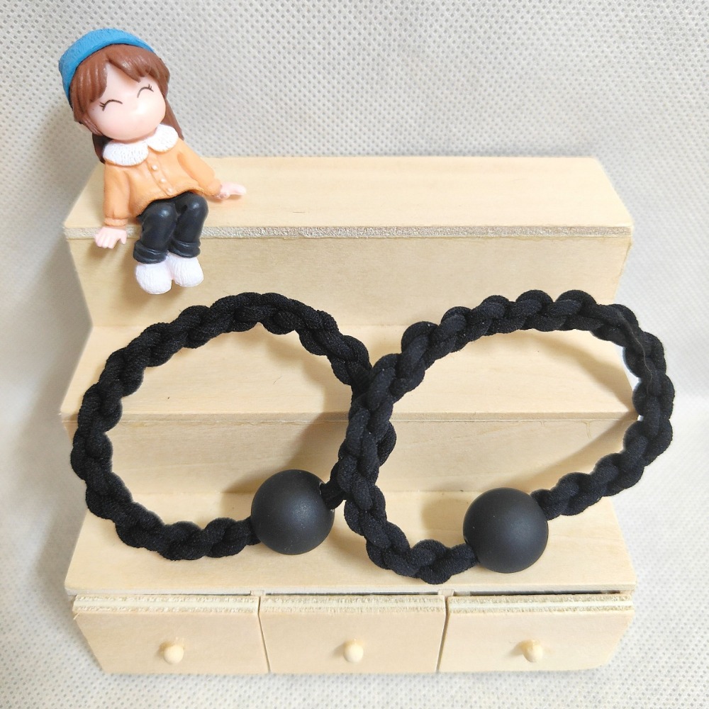 1對販售 秋冬色系圓珠辮子麻花髮圈 髮束 髮束-細節圖4