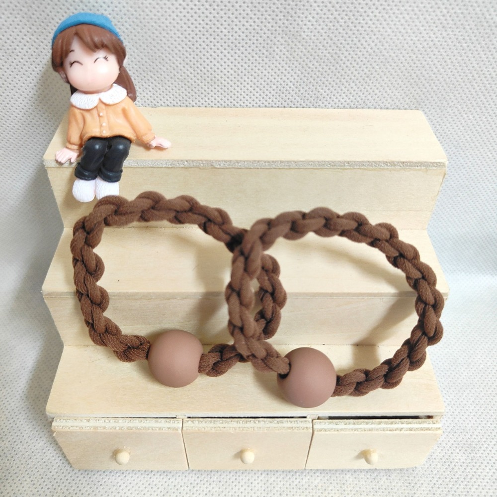 1對販售 秋冬色系圓珠辮子麻花髮圈 髮束 髮束-規格圖6