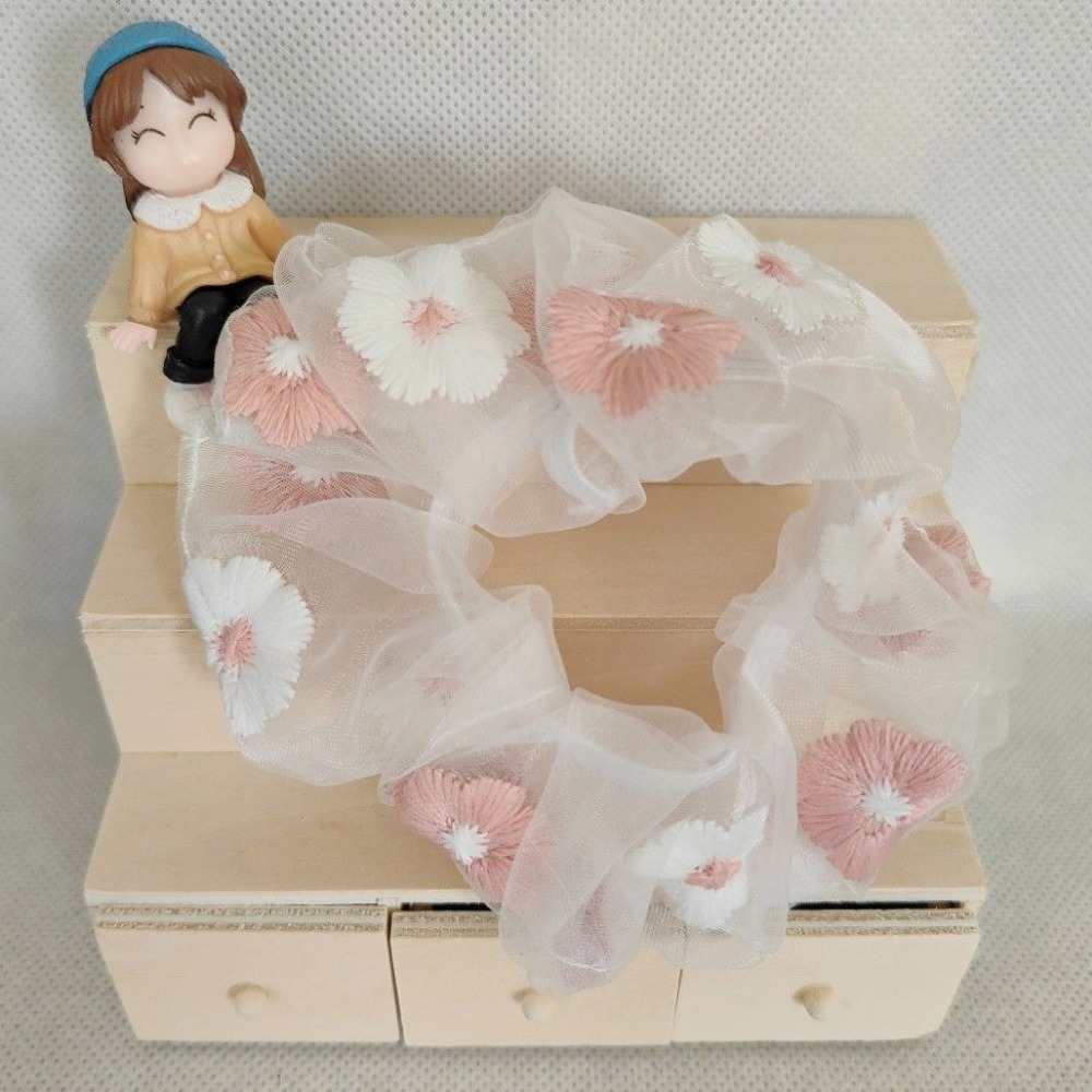 薄紗花花大腸圈 髮圈 髮束-規格圖3