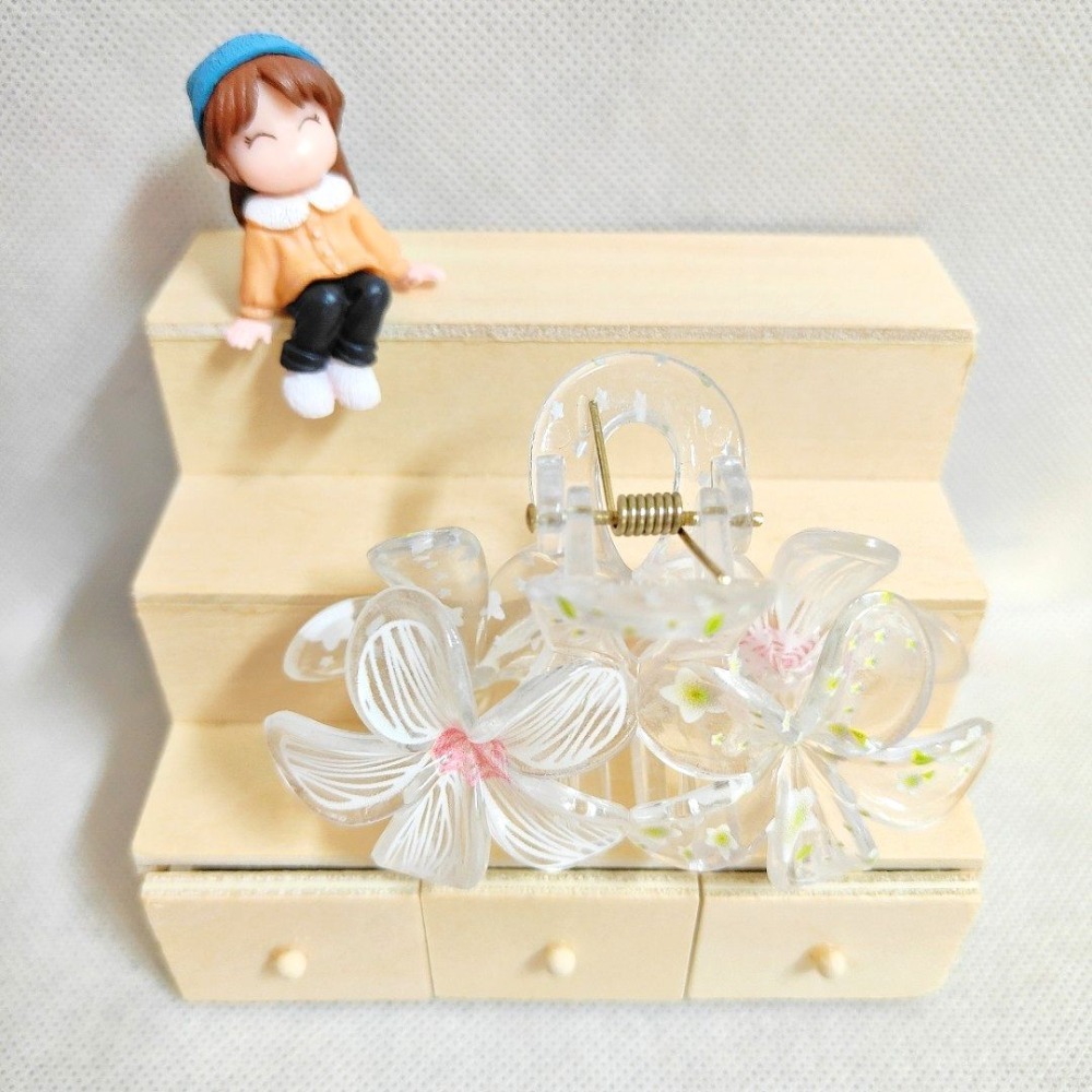 夏日清新碎花花朵髮爪 髮夾 鯊魚夾-細節圖2