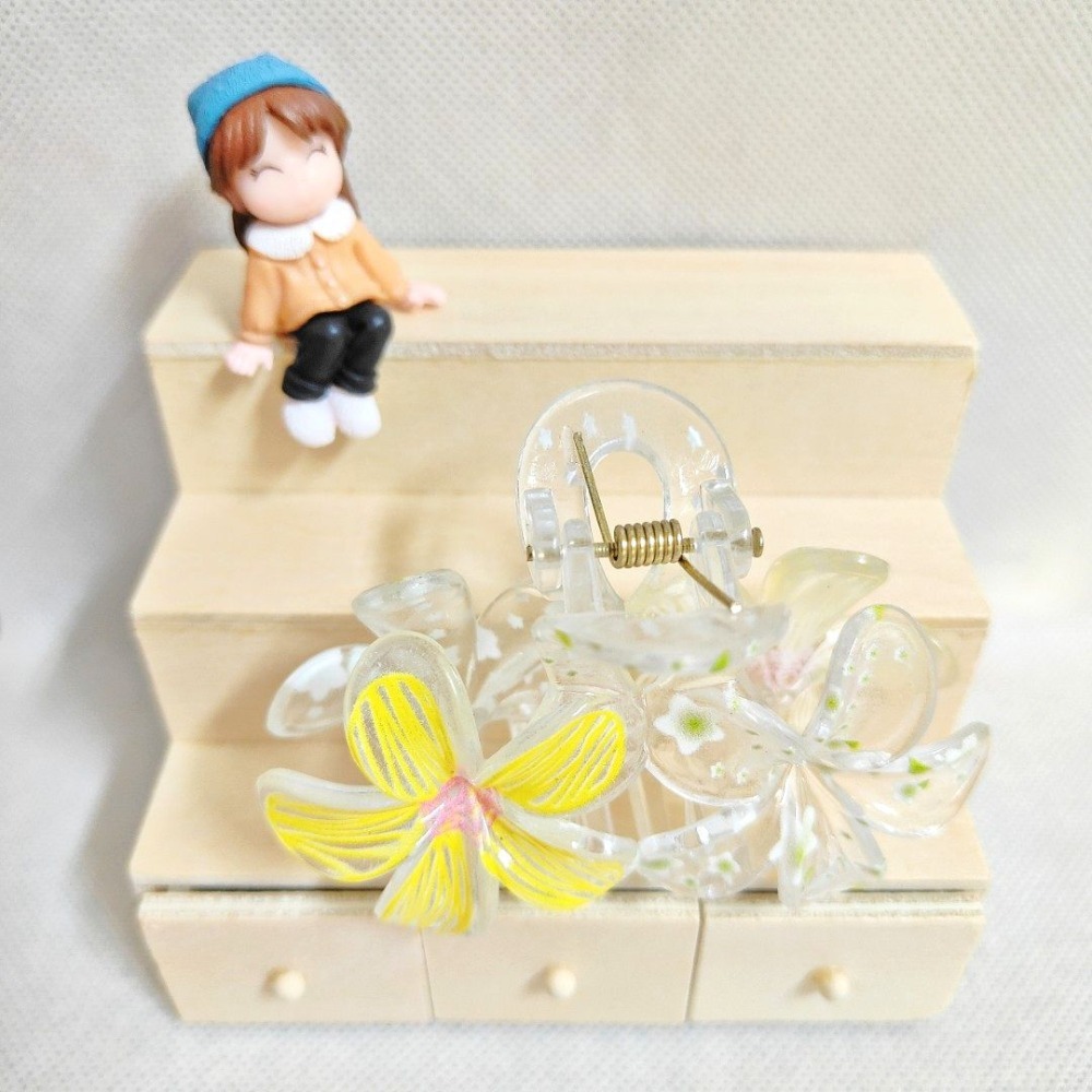 夏日清新碎花花朵髮爪 髮夾 鯊魚夾-細節圖3