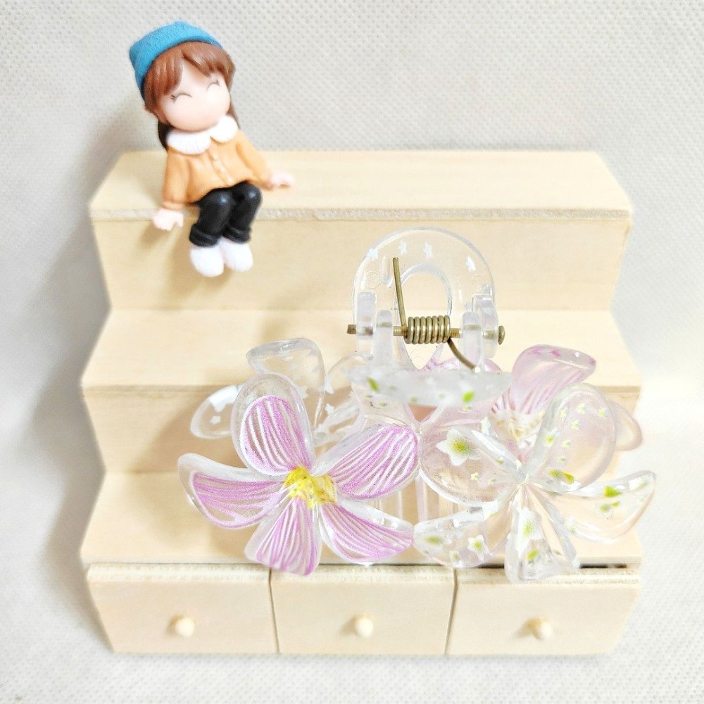 夏日清新碎花花朵髮爪 髮夾 鯊魚夾-細節圖4