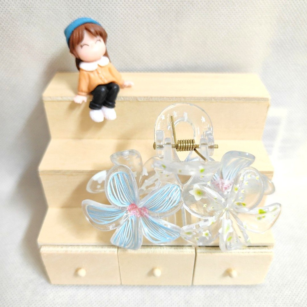 夏日清新碎花花朵髮爪 髮夾 鯊魚夾-規格圖6