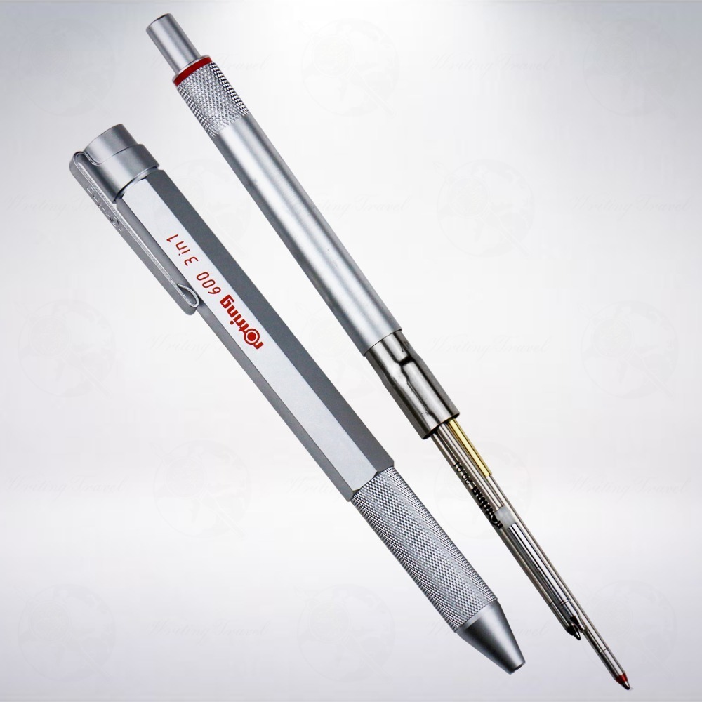 德國 洛登 紅環 rOtring 600 3-in-1 複合型筆記具: 銀色/Silver-細節圖2