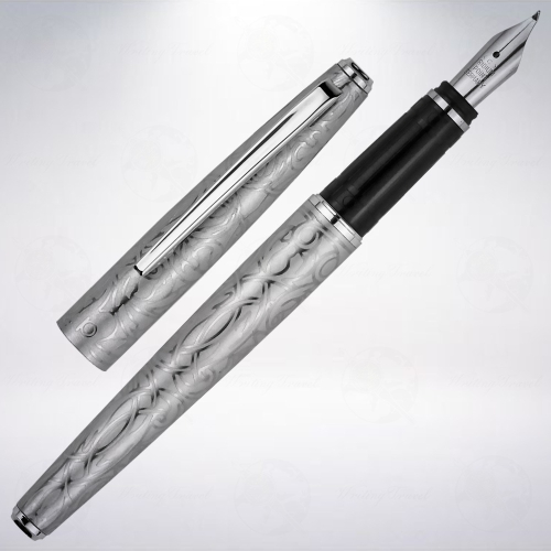 日本 Platinum 白金 不鏽鋼唐草紋書法尖鋼筆