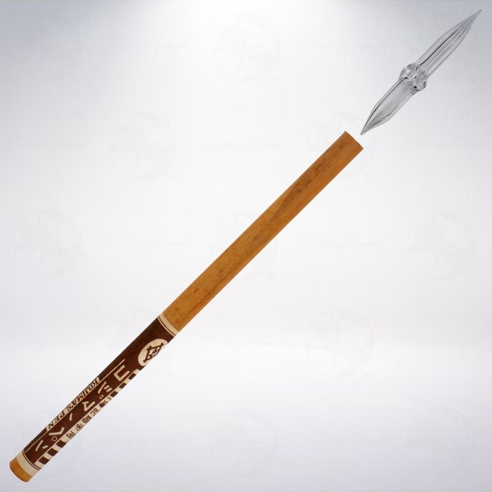 絕版! 日本 昭和時期古物 小島製作所「雙筆尖」竹軸玻璃筆-細節圖3