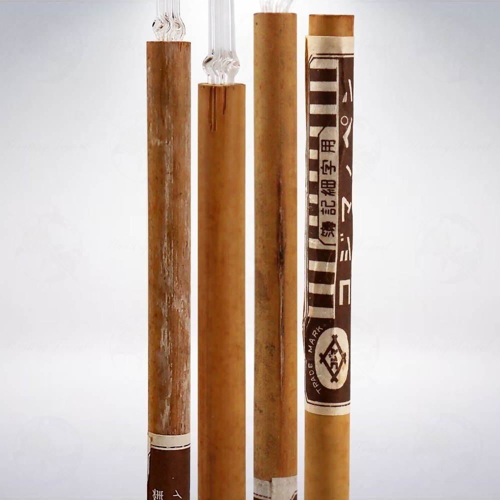 絕版! 日本 昭和時期古物 小島製作所「雙筆尖」竹軸玻璃筆-細節圖4