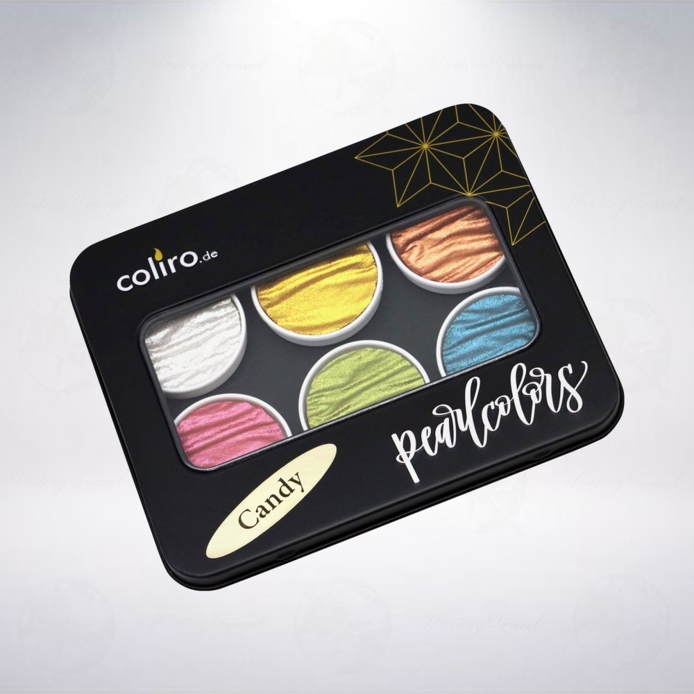 德國 Coliro Watercolor Palette 馬口鐵盒裝珠光水彩粉餅組: 糖果/Candy-細節圖2