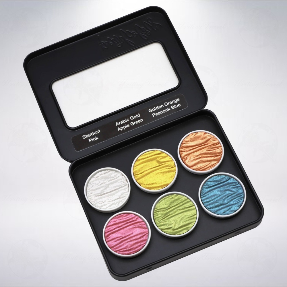 德國 Coliro Watercolor Palette 馬口鐵盒裝珠光水彩粉餅組: 糖果/Candy-細節圖3