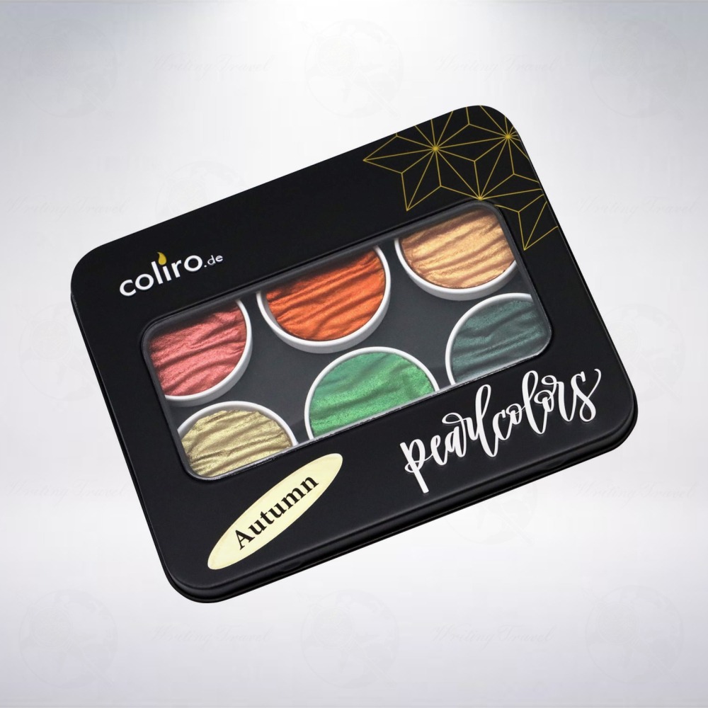 德國 Coliro Watercolor Palette 馬口鐵盒裝珠光水彩粉餅組: 秋季/Autumn-細節圖2