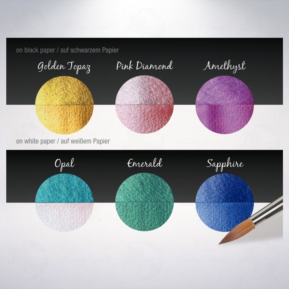 德國 Coliro Watercolor Palette 馬口鐵盒裝珠光水彩粉餅組: 閃亮/Bling-細節圖3