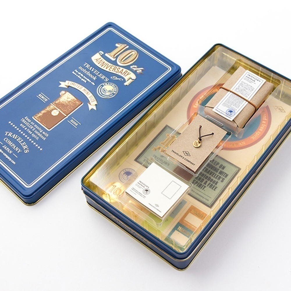 絕版! 日本 MIDORI Traveler’s Notebook 10週年限量紀念小鐵盒 (綠色/藍色/紅色)-細節圖3