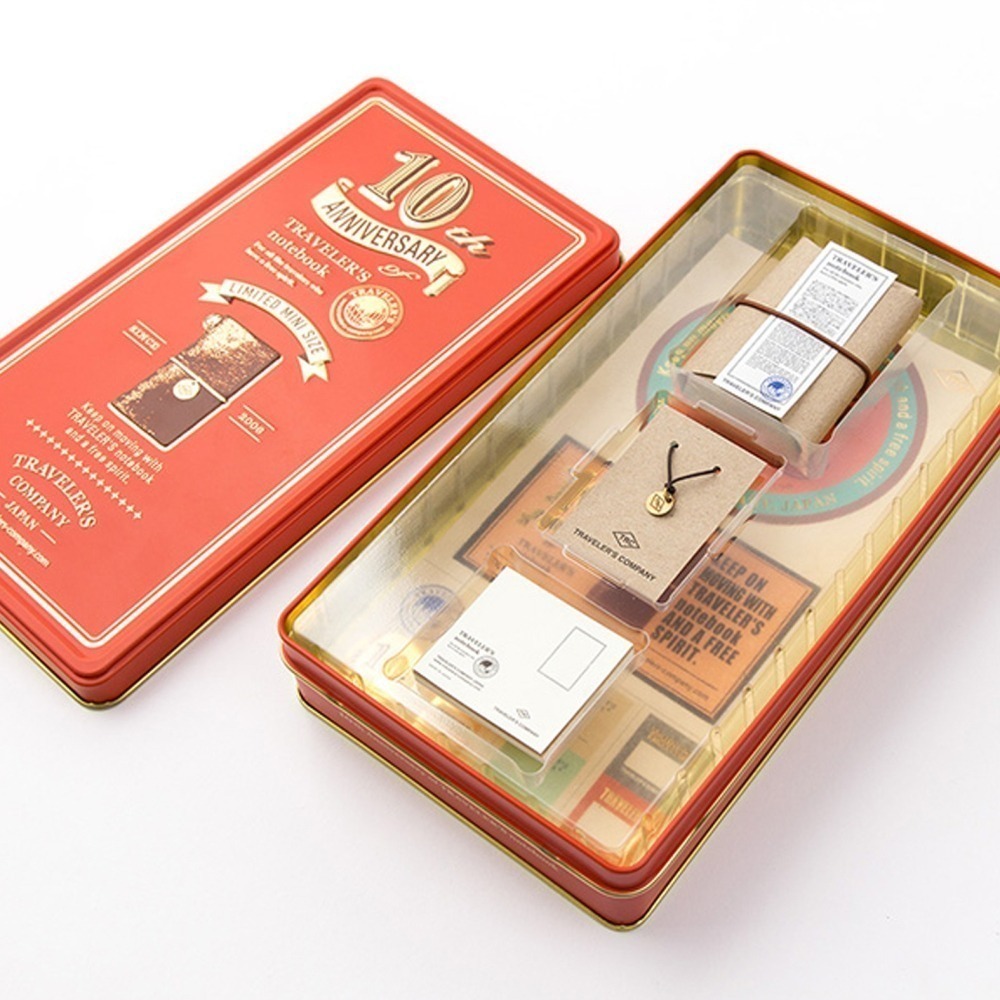 絕版! 日本 MIDORI Traveler’s Notebook 10週年限量紀念小鐵盒 (綠色/藍色/紅色)-細節圖4