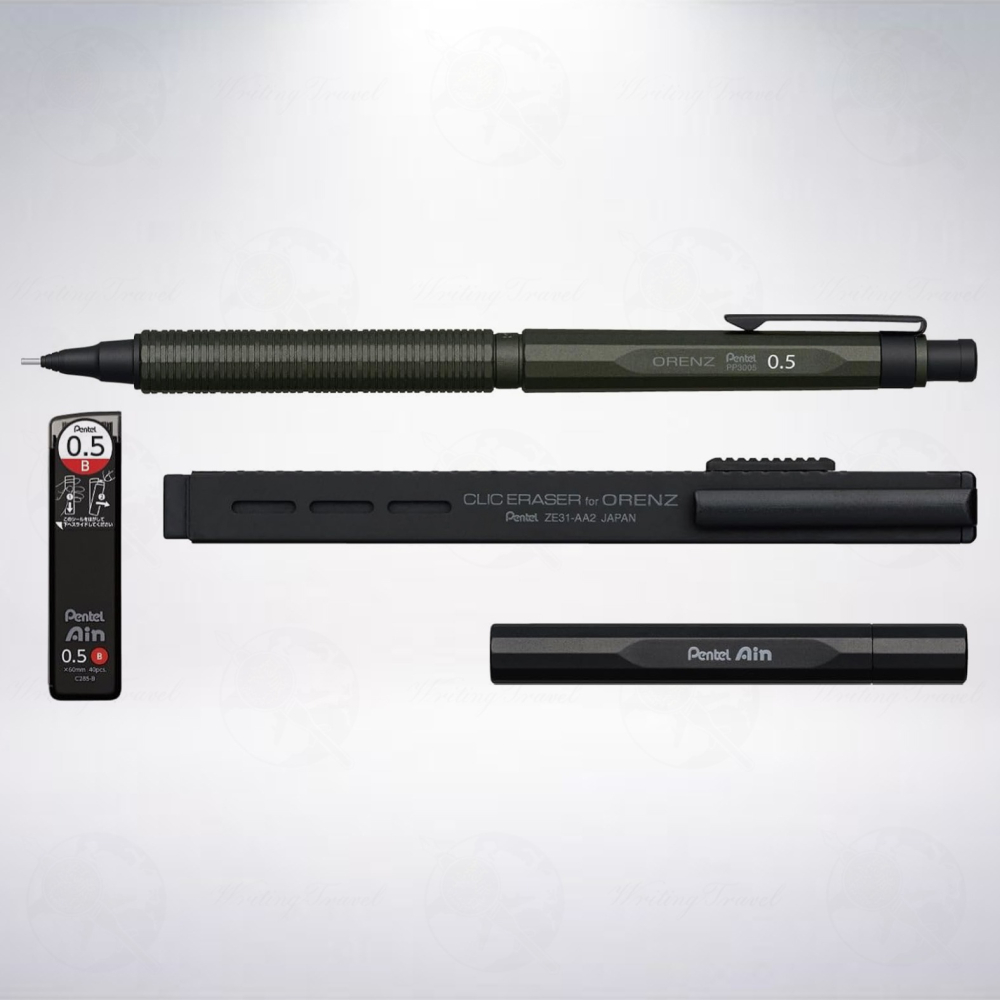 日本 Pentel Orenznero 0.5mm 旗艦款自動鉛筆組: 綠黑色/Green Black-細節圖2