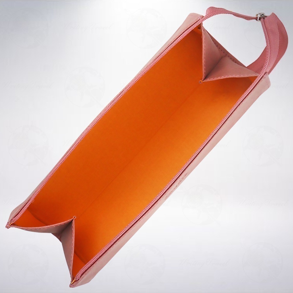 法國 RHODIA Rhodiarama 菱形拉鍊式硬質義大利人造皮筆袋: 玫瑰紅/Rosewood-細節圖2