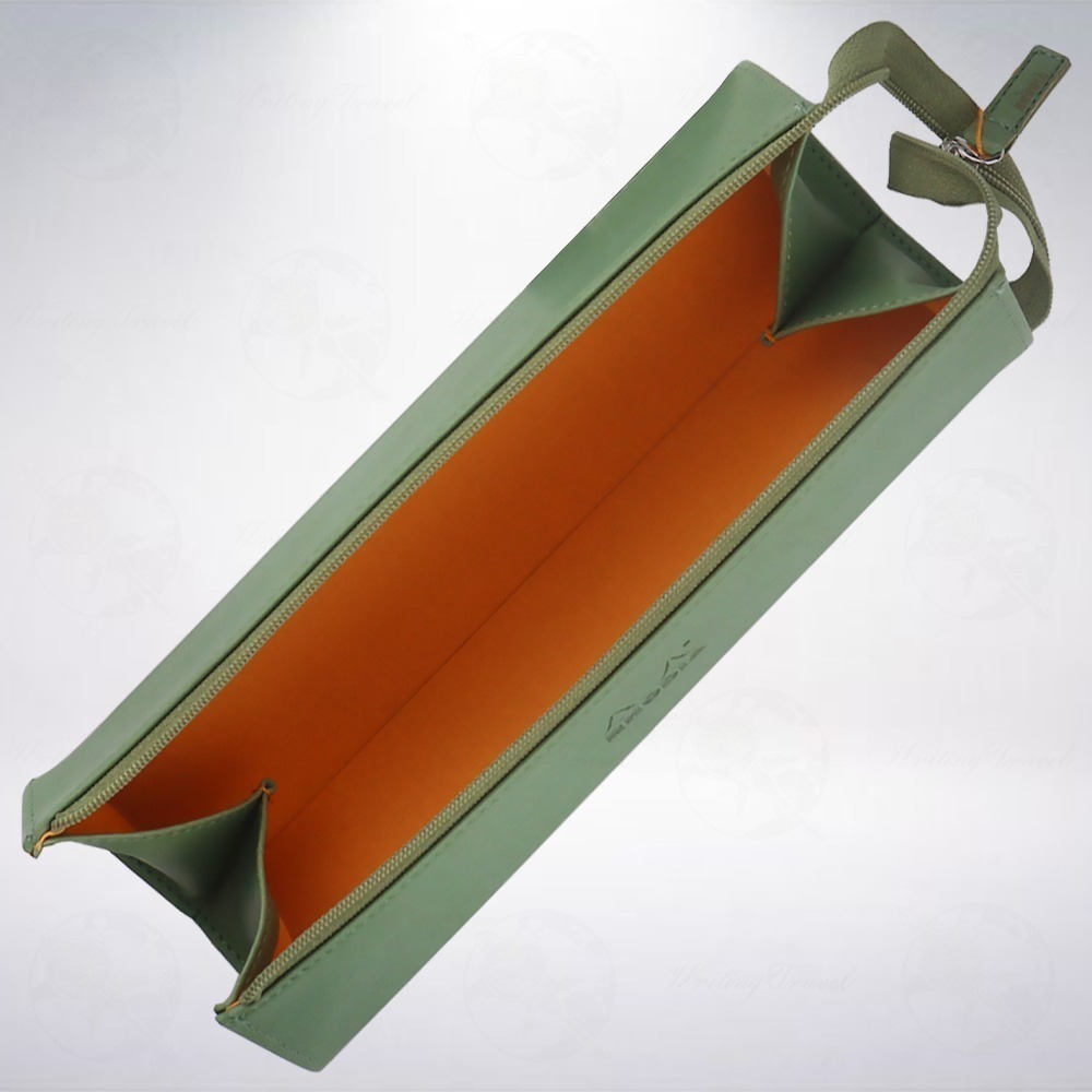 法國 RHODIA Rhodiarama 菱形拉鍊式硬質義大利人造皮筆袋: 鼠尾草綠/Sage-細節圖2