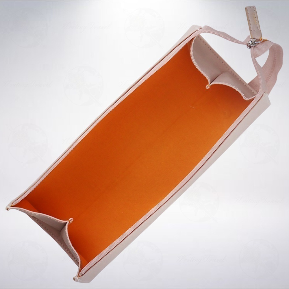 法國 RHODIA Rhodiarama 菱形拉鍊式硬質義大利人造皮筆袋: 櫻粉色/Rose Smoke-細節圖2