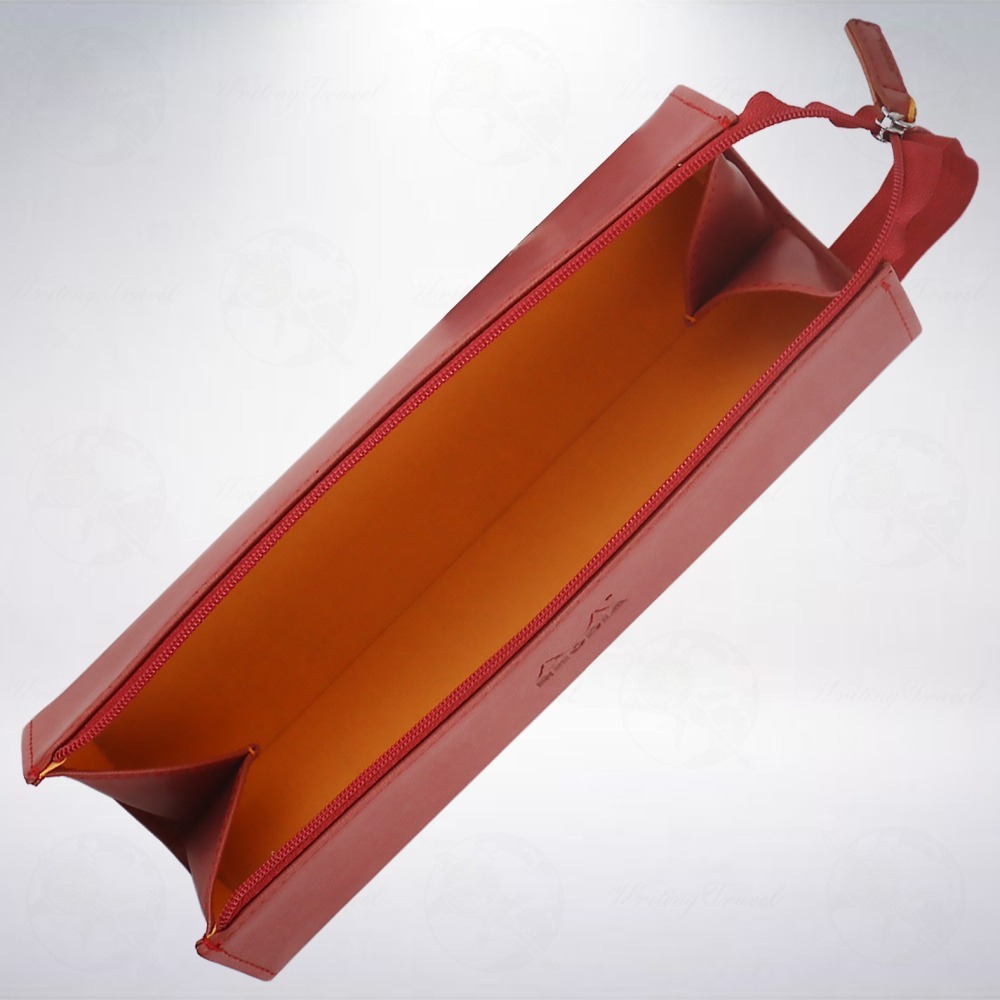 法國 RHODIA Rhodiarama 菱形拉鍊式硬質義大利人造皮筆袋: 胭脂紅/Poppy-細節圖2