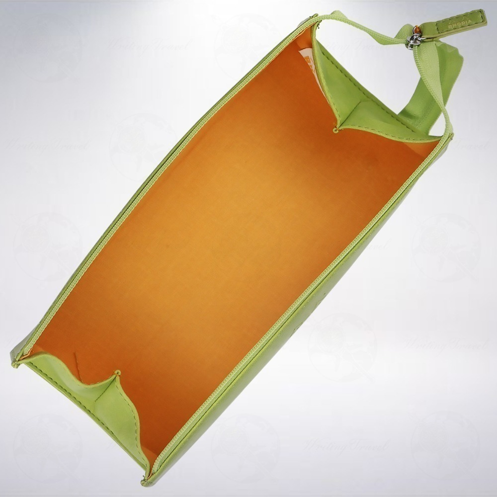 法國 RHODIA Rhodiarama 菱形拉鍊式硬質義大利人造皮筆袋: 茴香綠/Anise Green-細節圖2