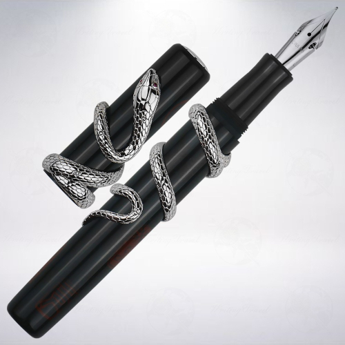 台灣 製筆精基 OPUS 88 純銀金工藝硬橡膠彈性尖鋼筆: 生肖蛇