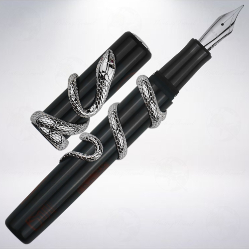 台灣 製筆精基 OPUS 88 純銀金工藝硬橡膠鋼筆: 生肖蛇