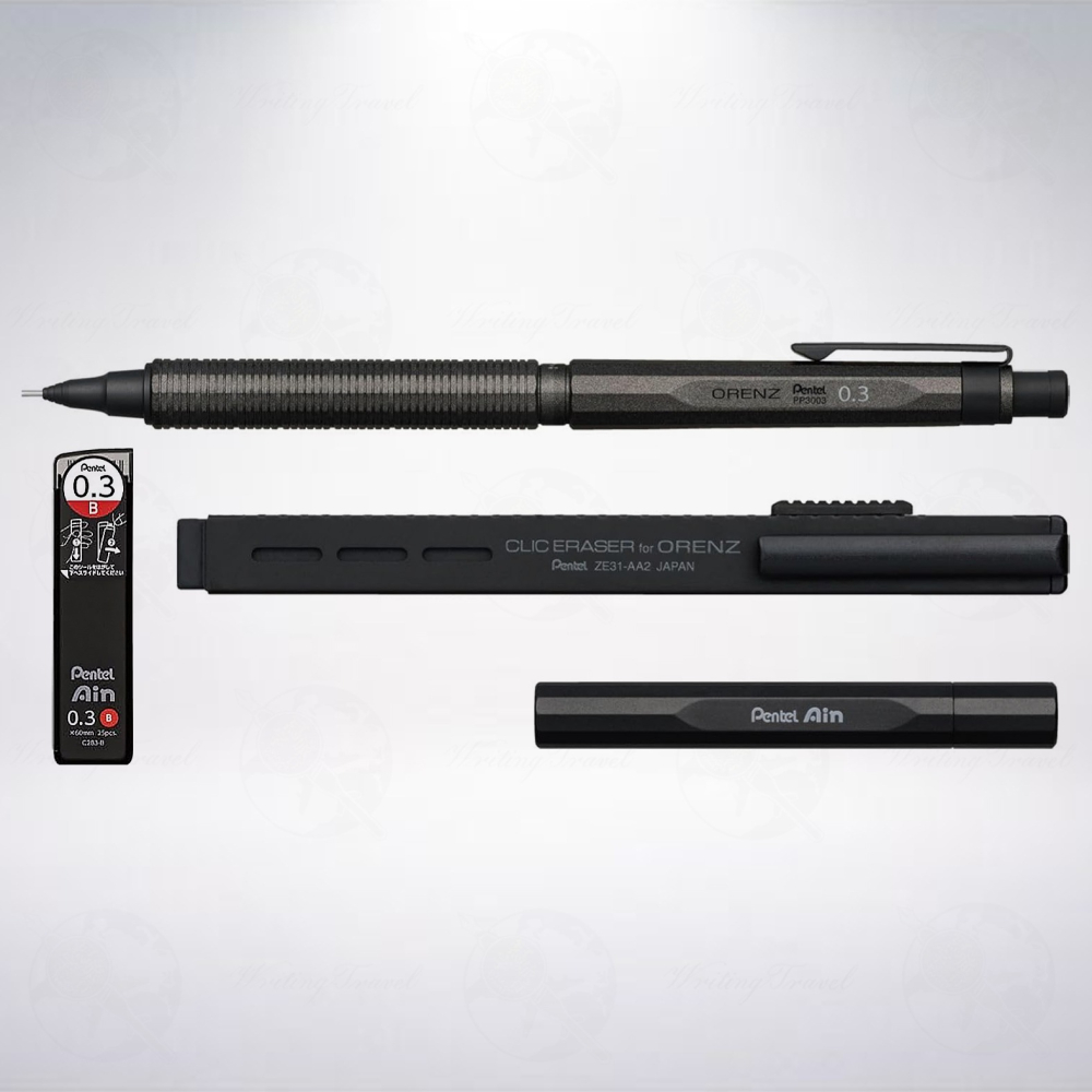 日本 Pentel Orenznero 0.3mm 旗艦款自動鉛筆組: 碳黑色/Carbon Black-細節圖2