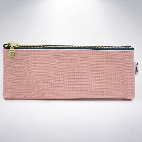日本 LUDDITE 倉敷帆布摺疊型筆袋: 暗粉紅
