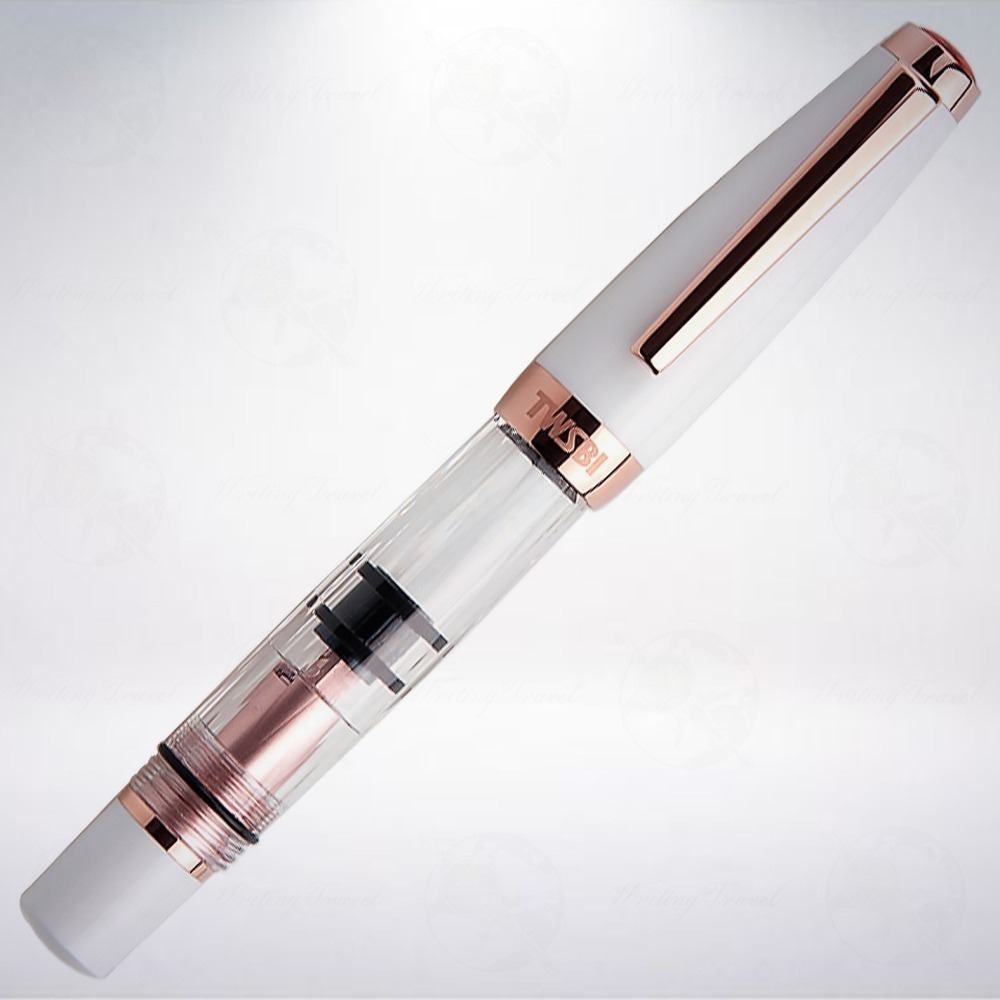 台灣 TWSBI 三文堂 DIAMOND mini 透明活塞鋼筆: 瓷白玫瑰金/White RoseGold V2-細節圖2