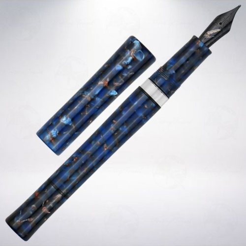 台灣 尚羽堂 權杖系列 真空上墨鋼筆: 藍色花紋